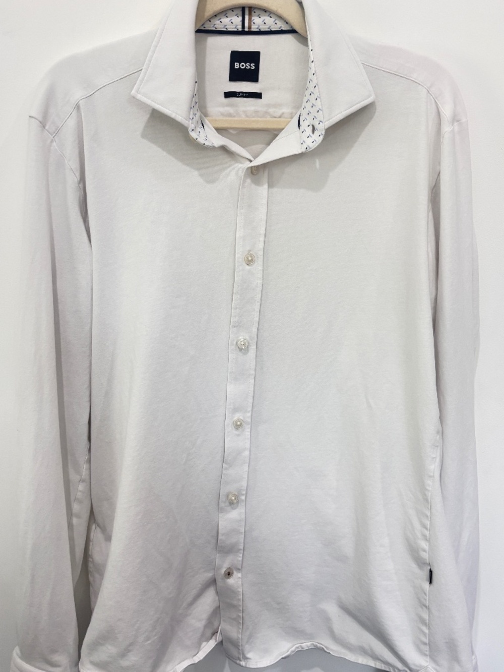 BOSS White Cotton Button Down Shirt Women Medium Slim Fit Soft Collared Blouse